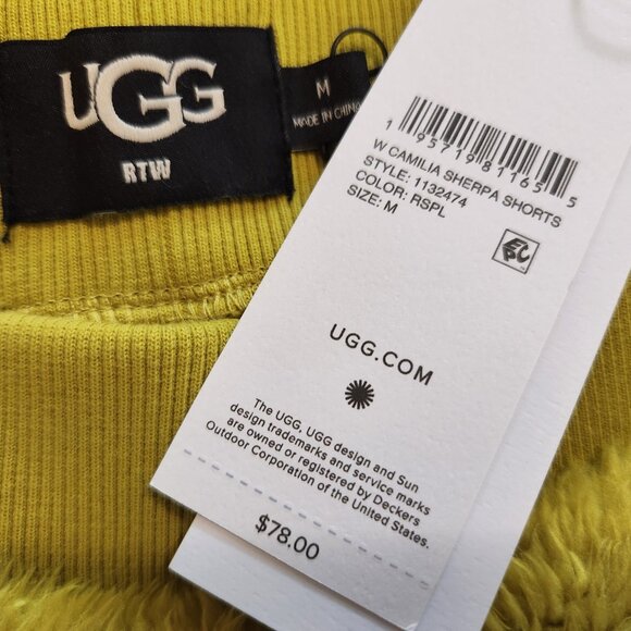 NWT Chartreuse Ugg Camilia Sherpa Shorts Medium - Picture 10 of 14